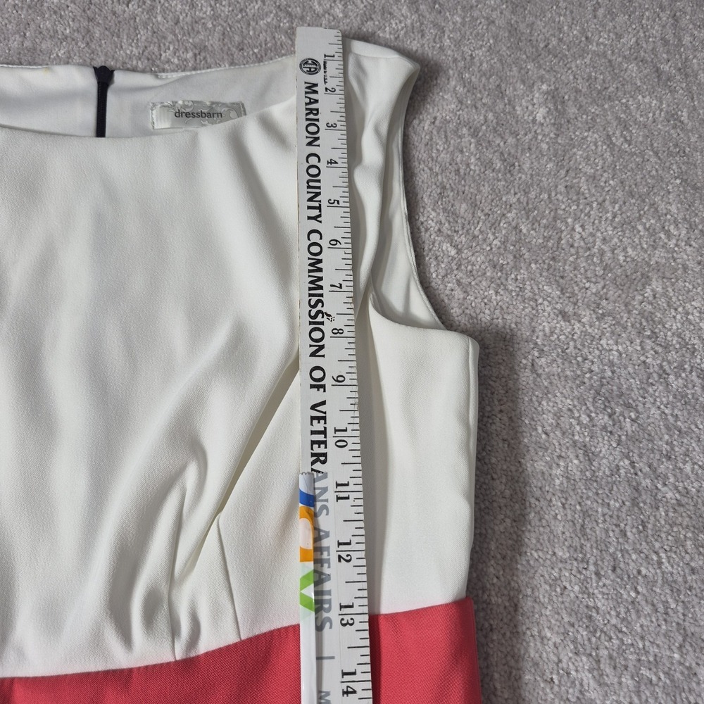 Dress Barn Sleeveless Dress Women Size 6 White Navy Blue Pink Prep Color Block - Picture 8 of 16